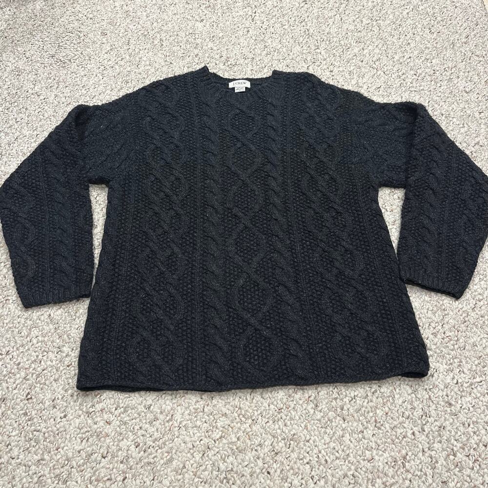 J Crew Vintage Hand Knit 100% Wool Sweater S Chunky Knit Fisherman Preppy